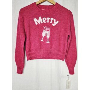 Ruby Moon Womens Cropped Merry Pink Champagne Sweater Wool Blend Extra Small NWT